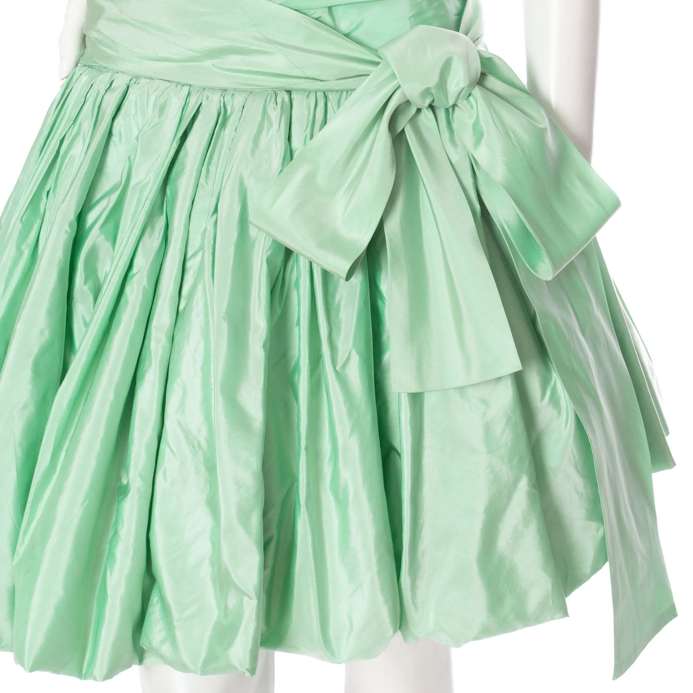 1980s Seafoam Green Taffeta Cocktail Dress