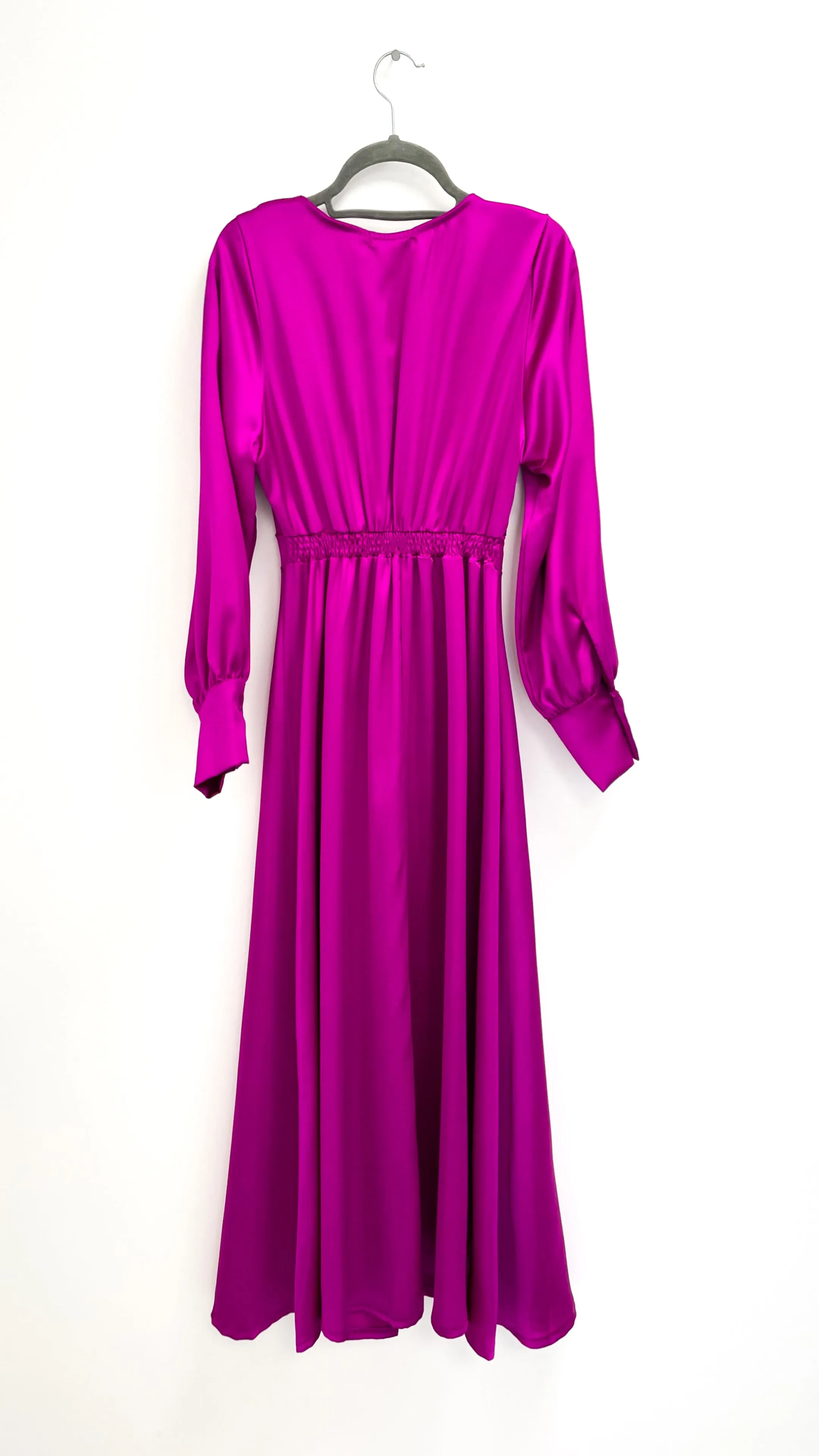 4-A1438 Fina Magenta Satin Dress