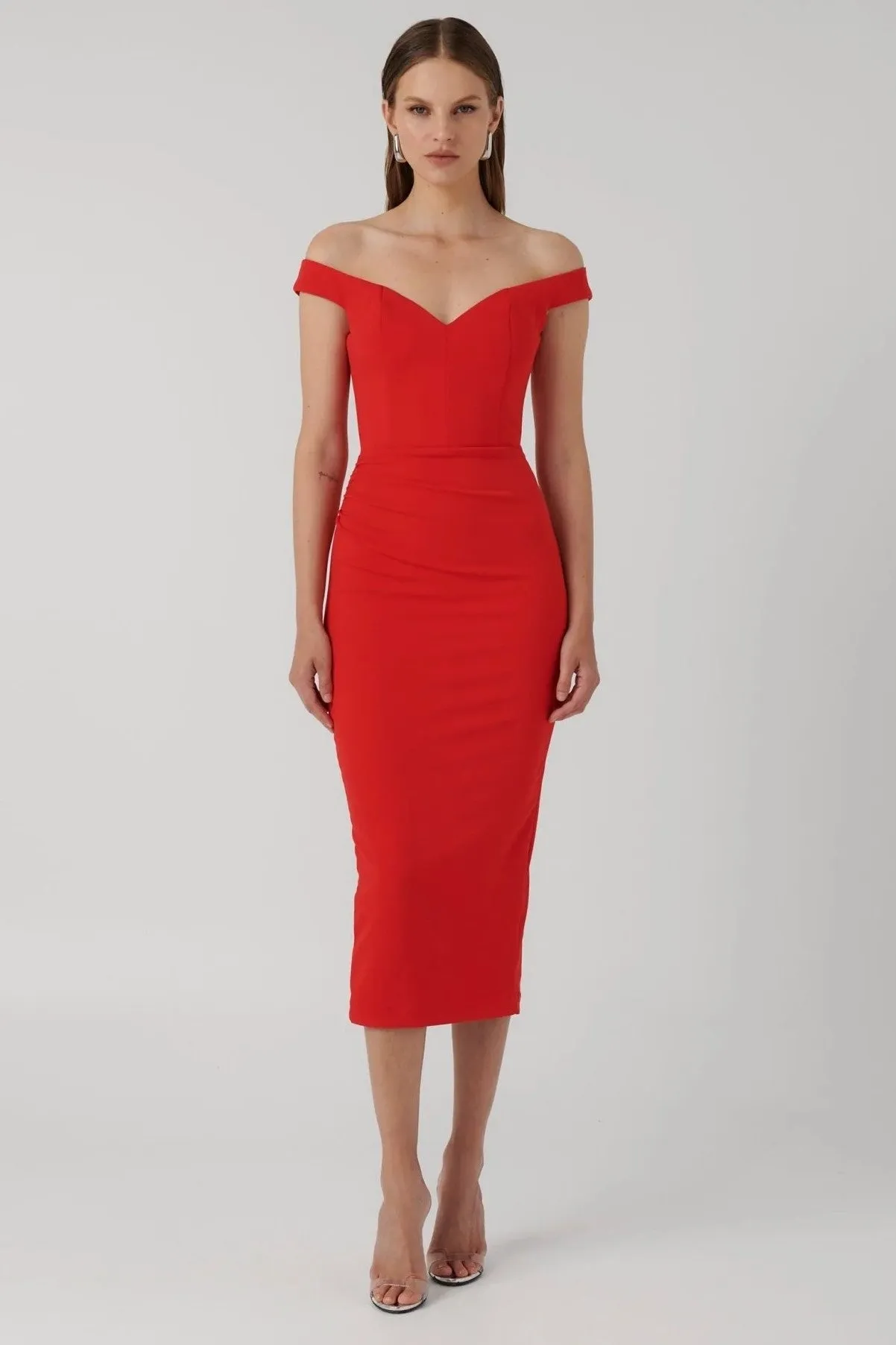 Aami Midi Dress - Cherry Red