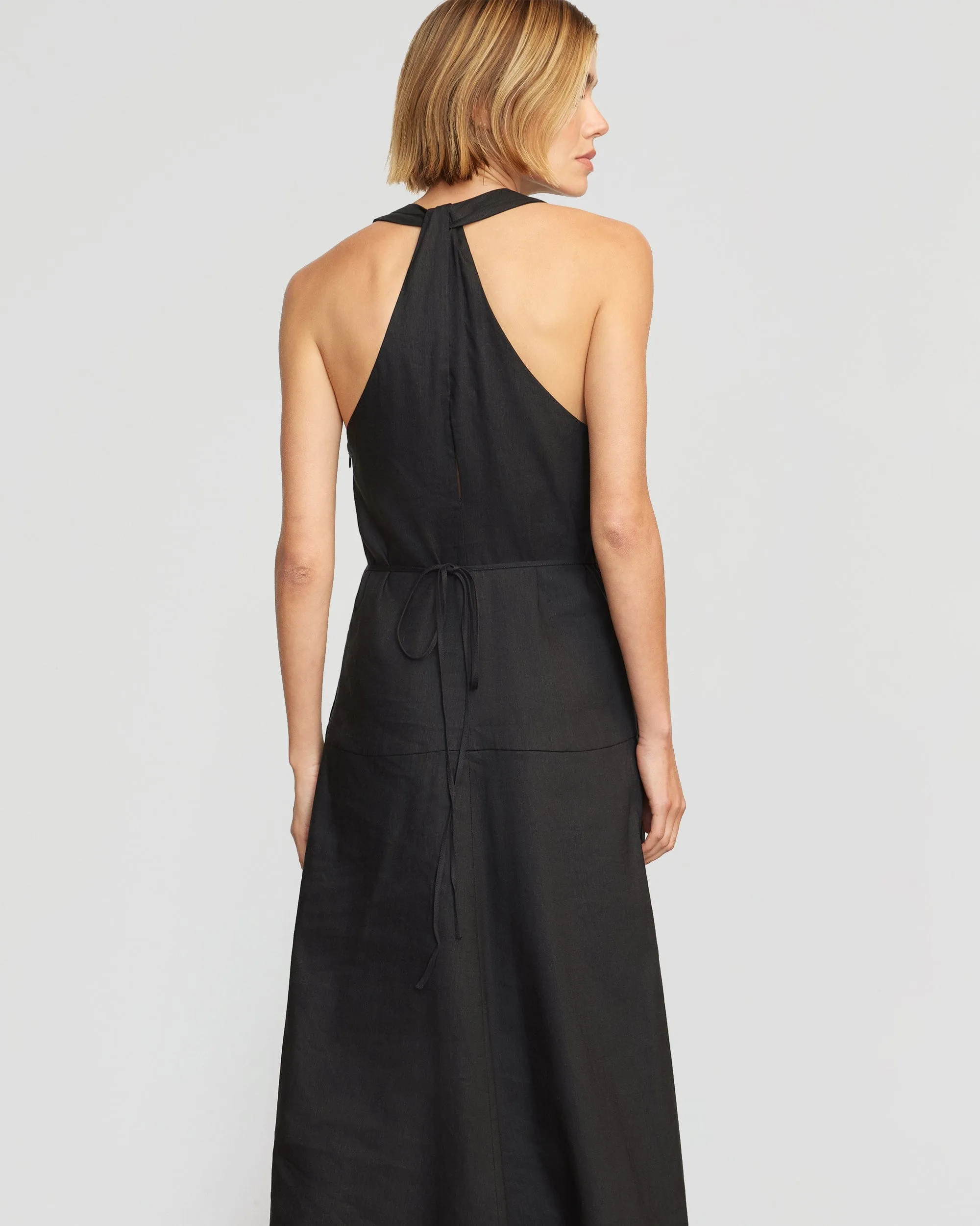 Adeline Linen Halter Dress