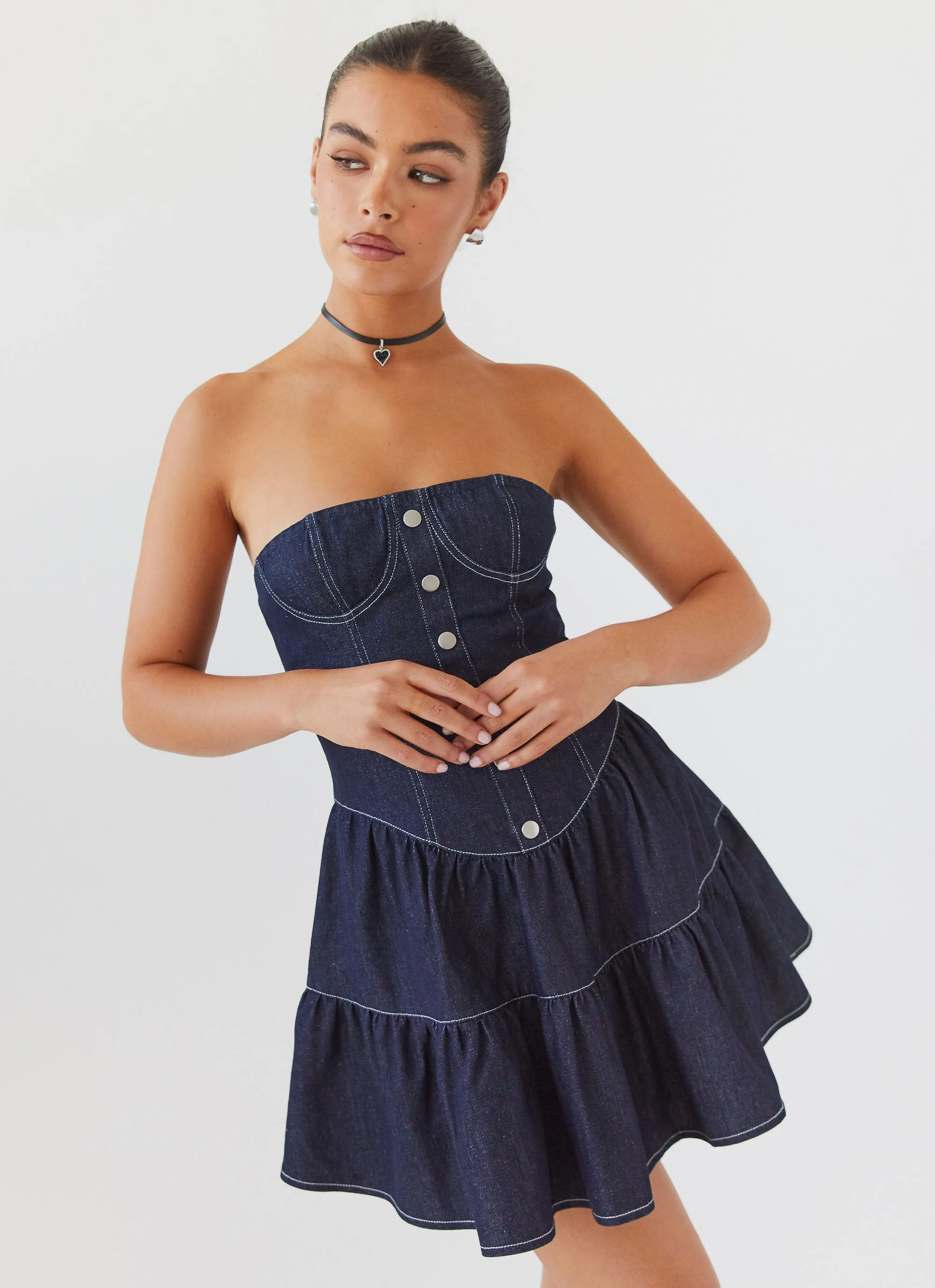 Adriana Denim Bustier Dress - Indigo