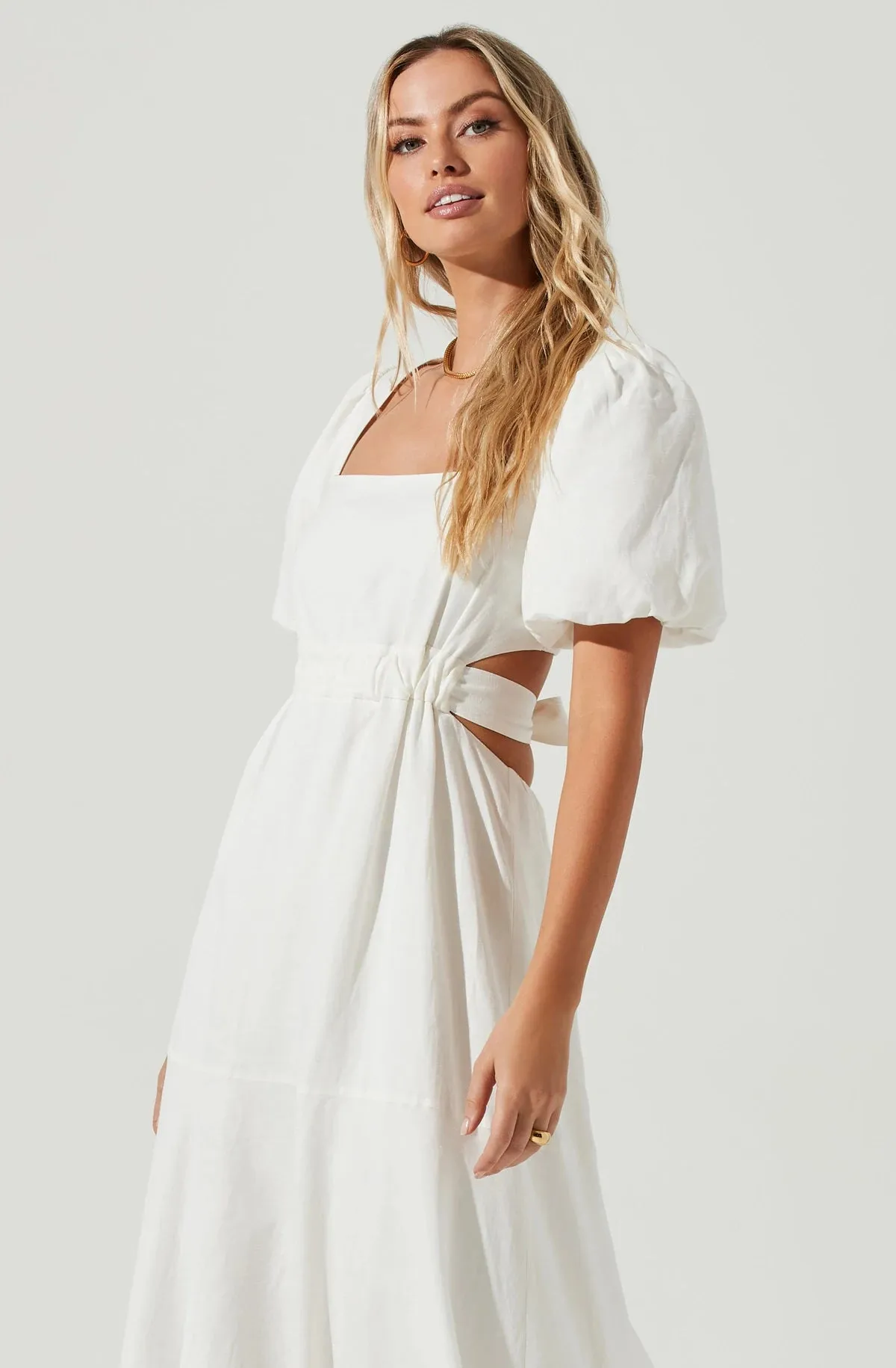 Angeles Puff Sleeve Cutout Dress