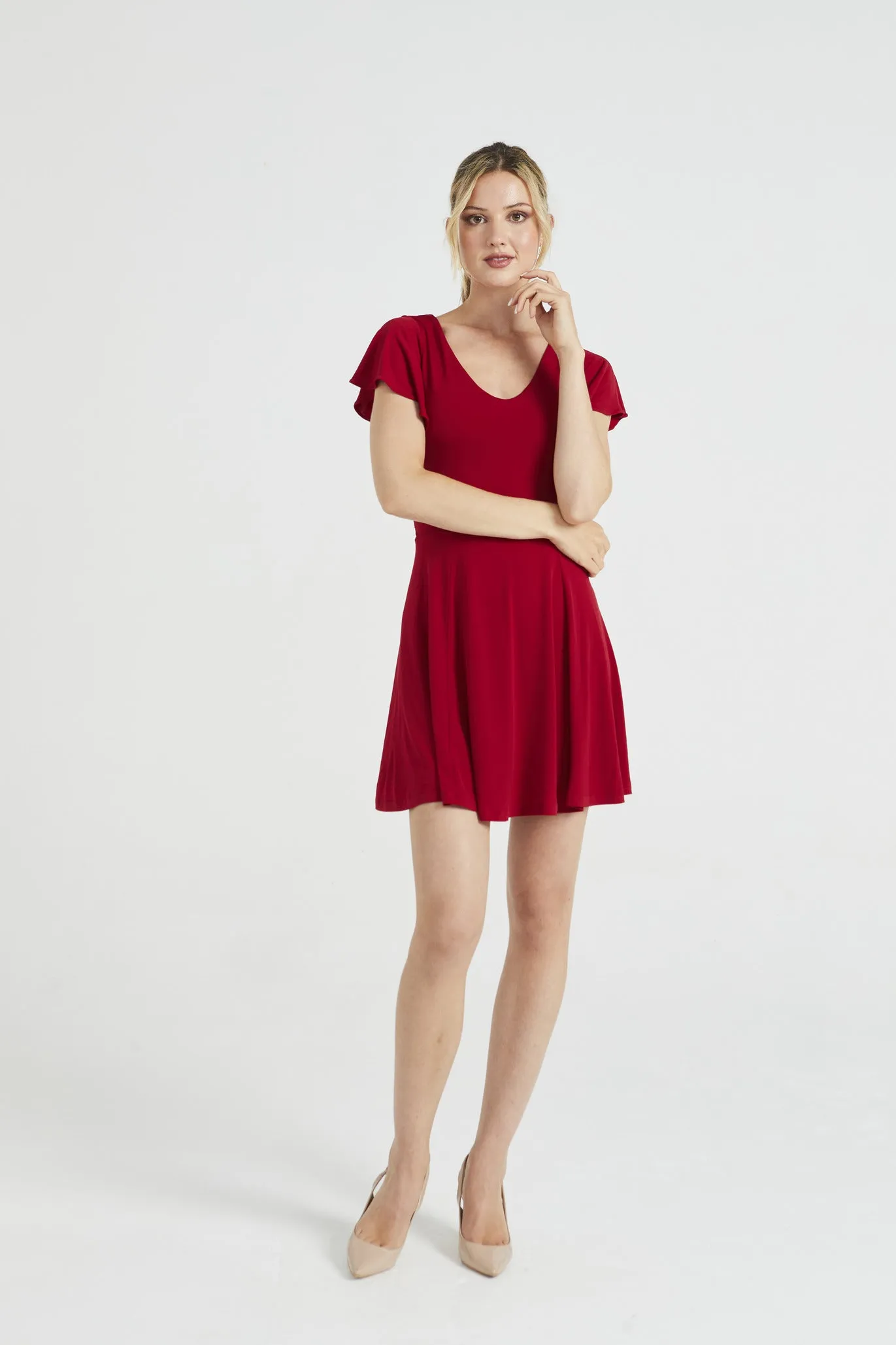 Angeleye Reversible Mini Dress With Flutter Sleeves