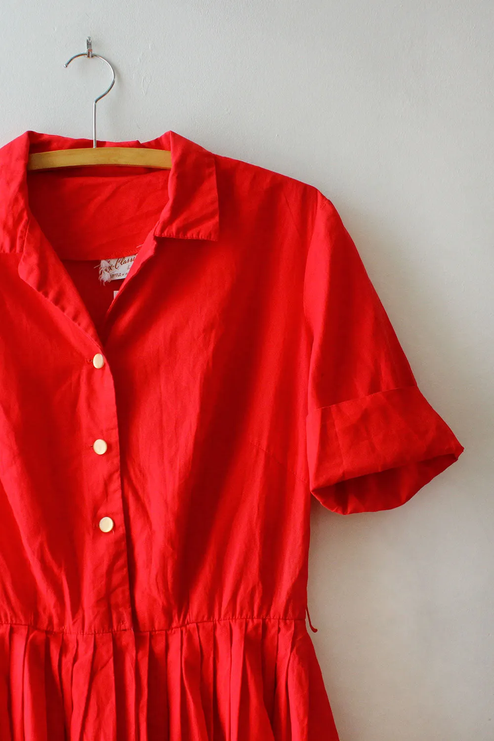 Vintage-inspired Aubrey Red Cotton 50s Dress - Classic Style in S/M