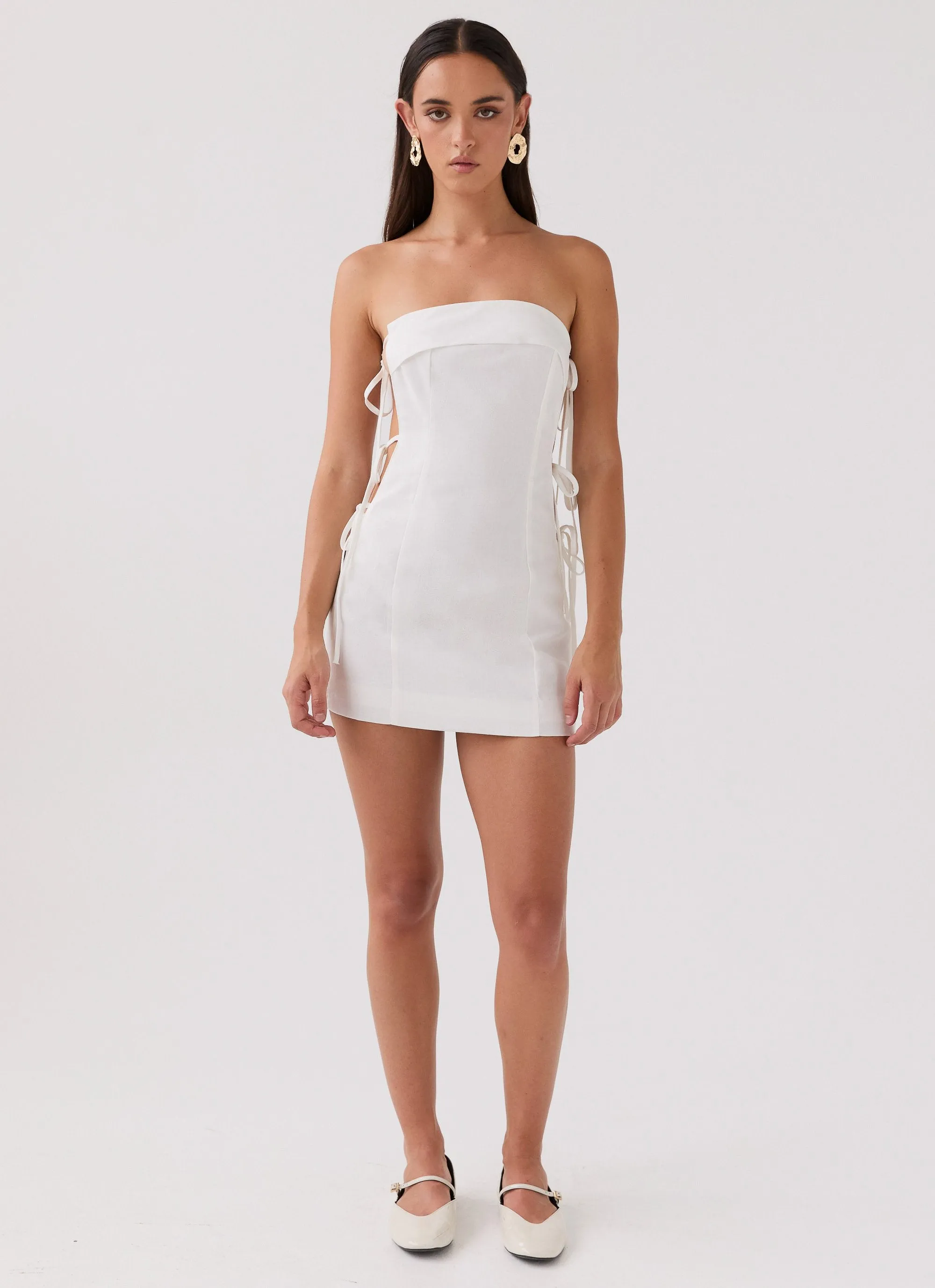 Aura Tie Tube Dress - White