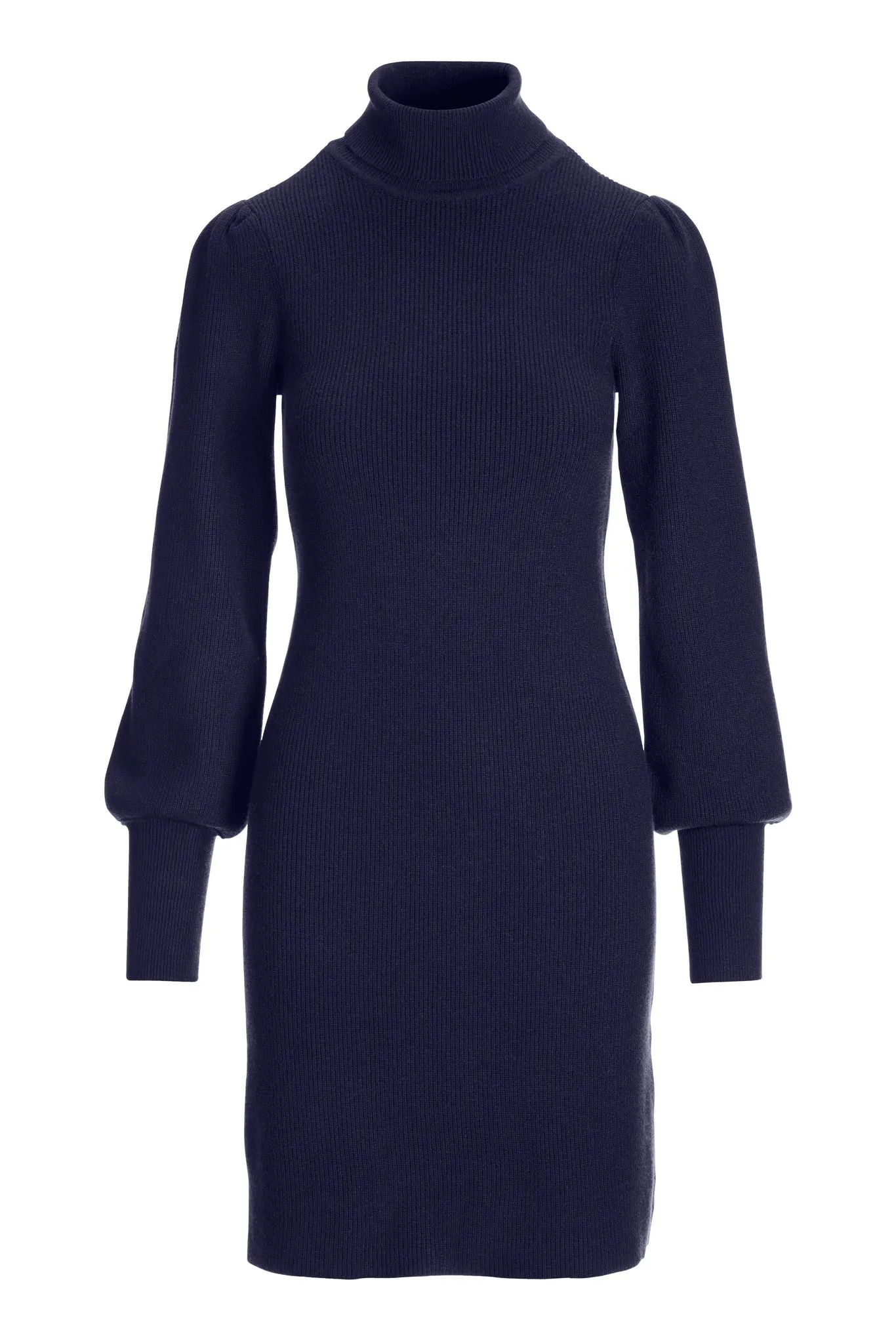 Balloon Sleeve Sweater Dress Navy