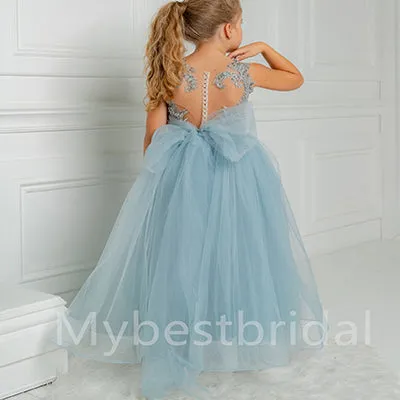 BeautifuI Spaghetti straps Sleeveless A Line Flower Girl Dresses, FGS0036