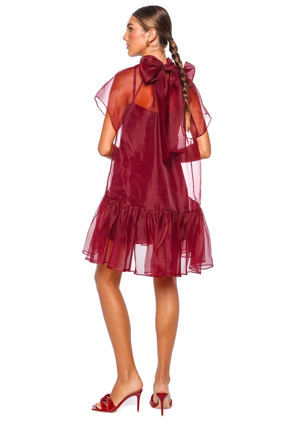 Beaux Oxblood Tiered Mini Dress