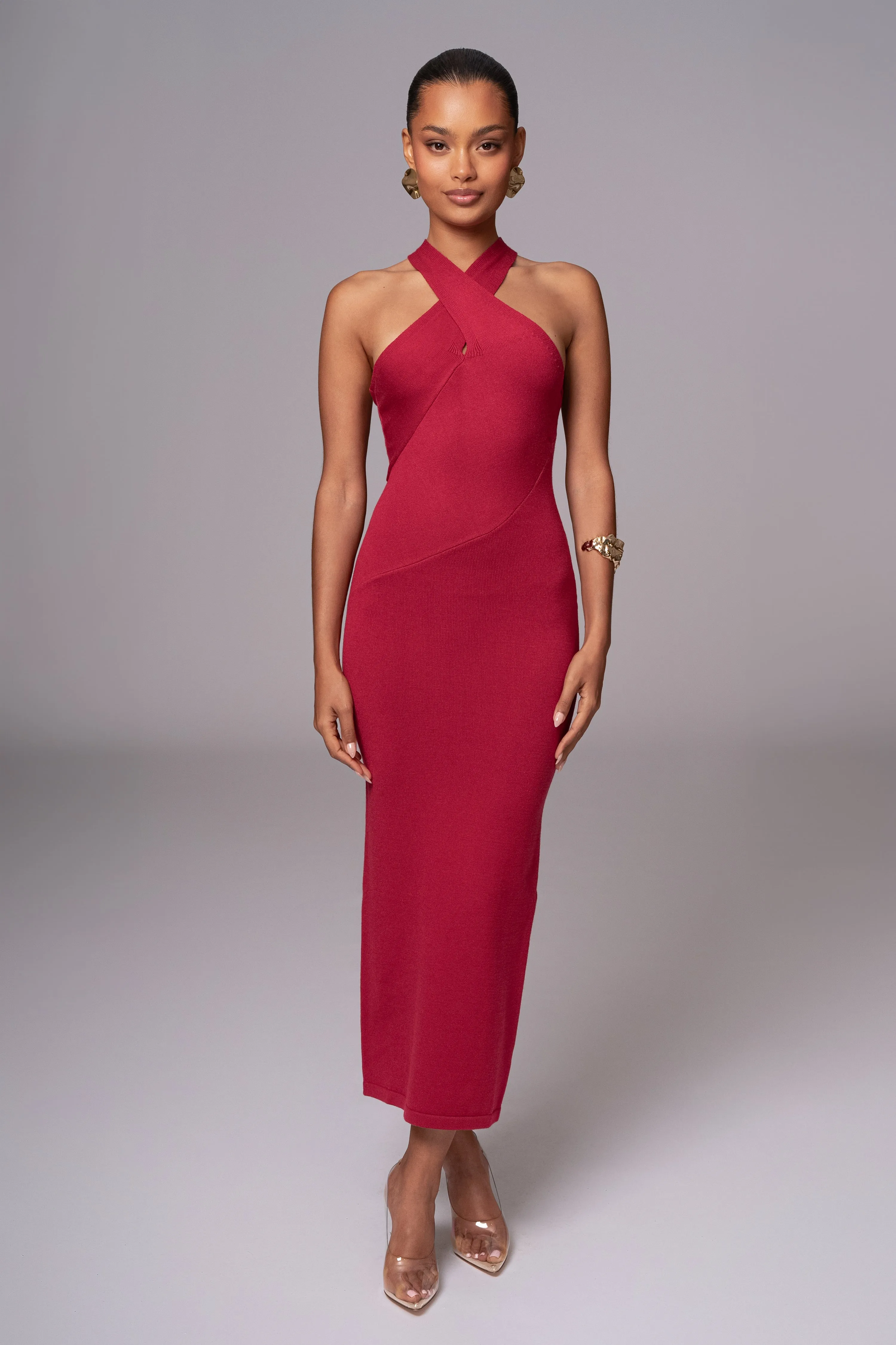 Berry Steph Halter Maxi Dress