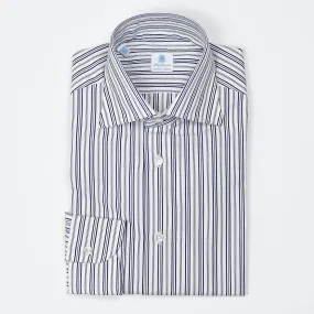 Black Blue Striped Semi-cutaway Shirt