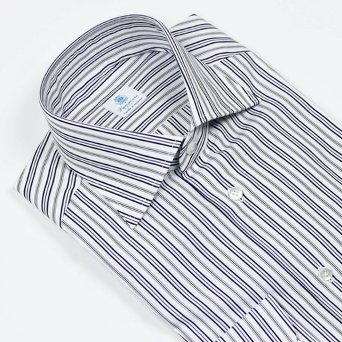 Black Blue Striped Semi-cutaway Shirt