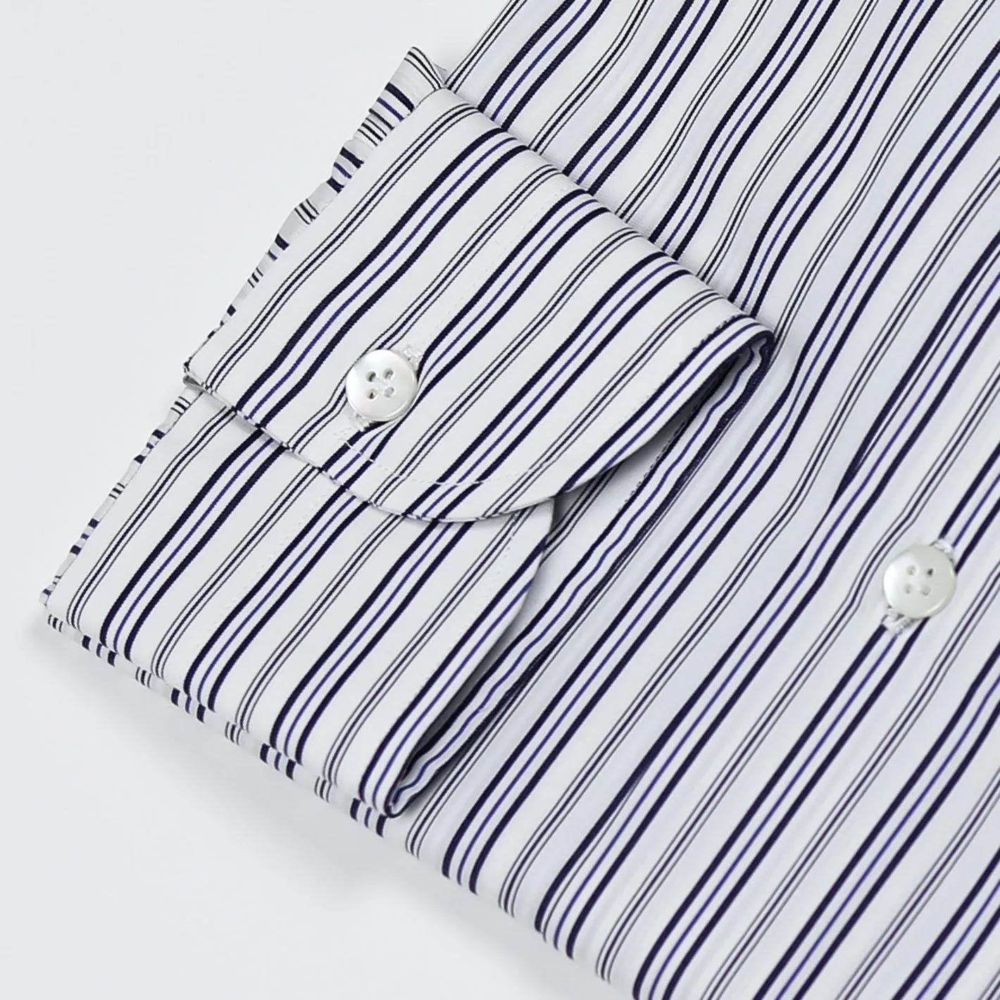 Black Blue Striped Semi-cutaway Shirt