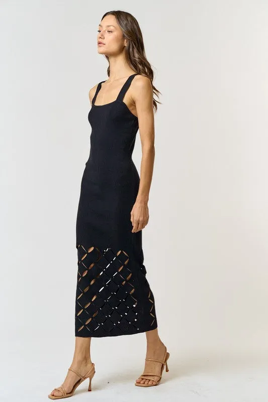 Black Detail Midi Dress