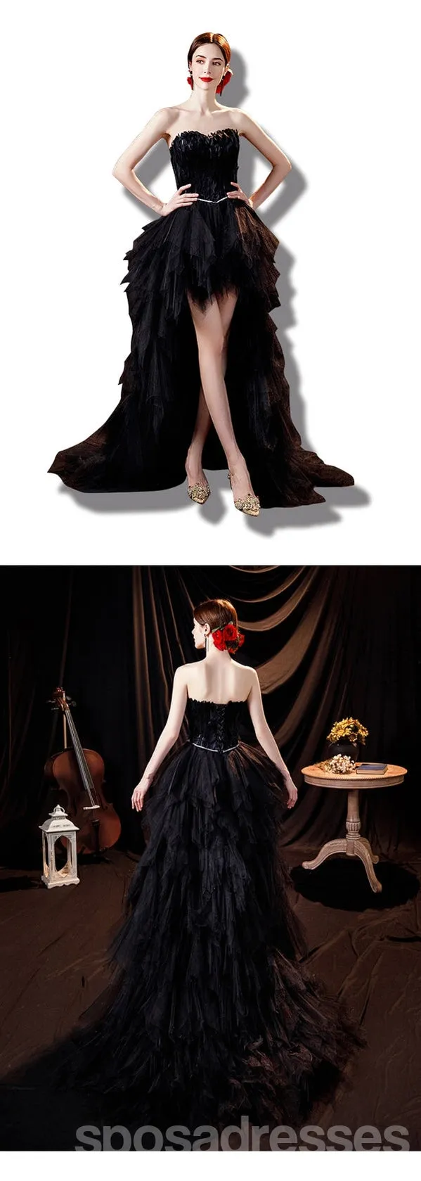 Black High Low Sweetheart Short Homecoming Dresses,Cheap Short Prom Dresses,CM912