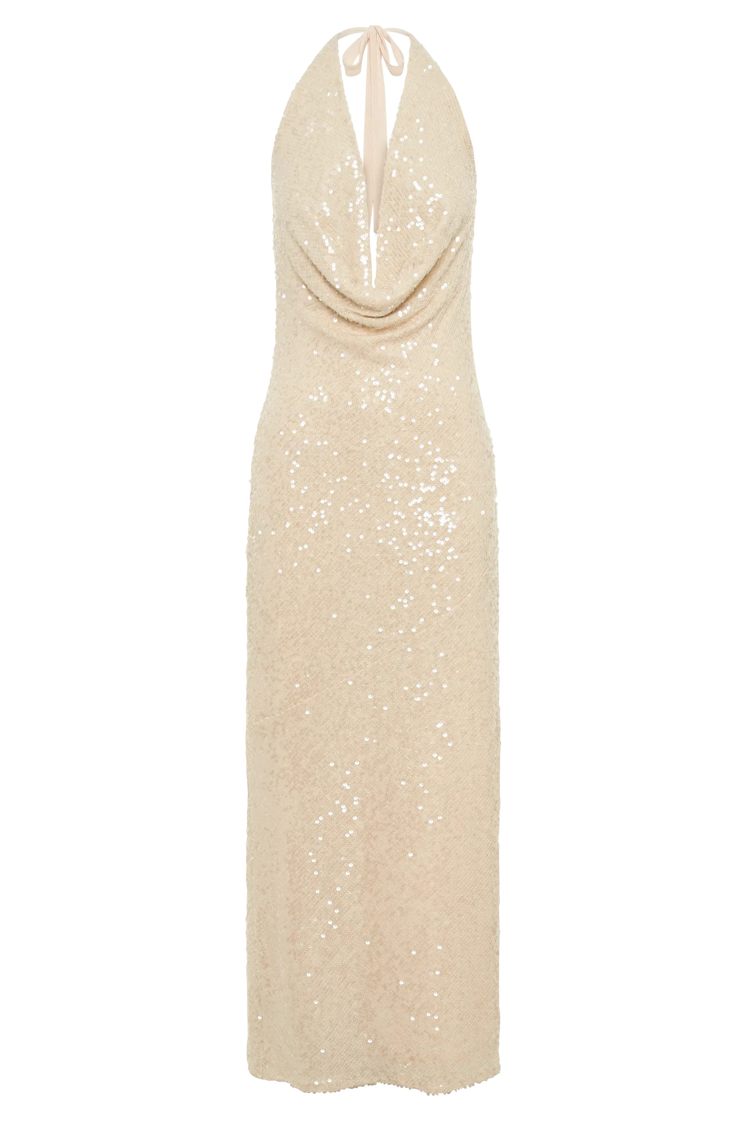 Blakely Halter Sequin Maxi Dress - Cream