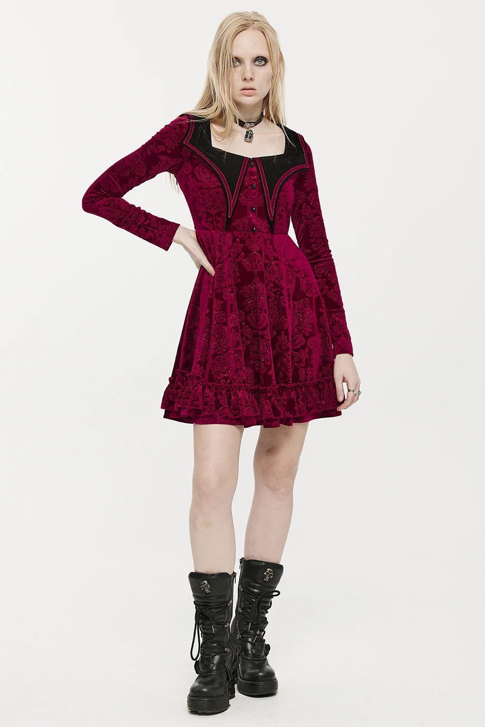 Bloodletting Velvet Dress [VAMP RED]