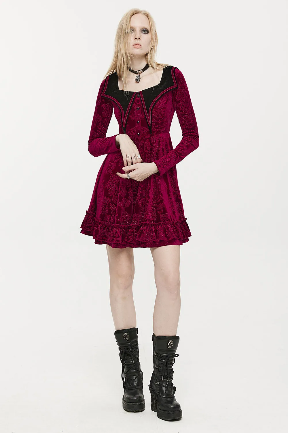 Bloodletting Velvet Dress [VAMP RED]