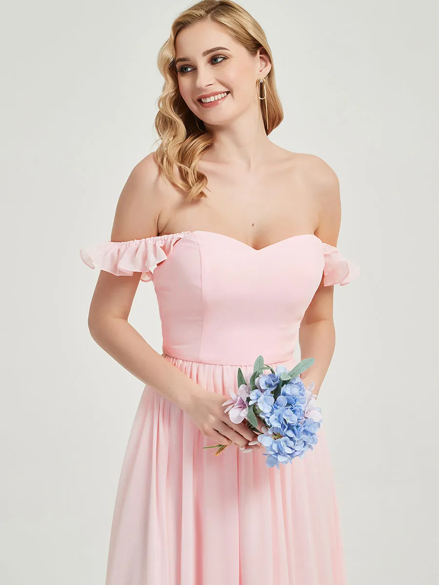 Blush 3 In 1 Detachable Straps Convertible Chiffon Bridesmaid Dress