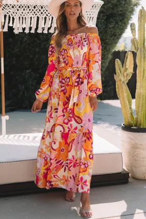 Boho Floral Off Shoulder Maxi Dresses