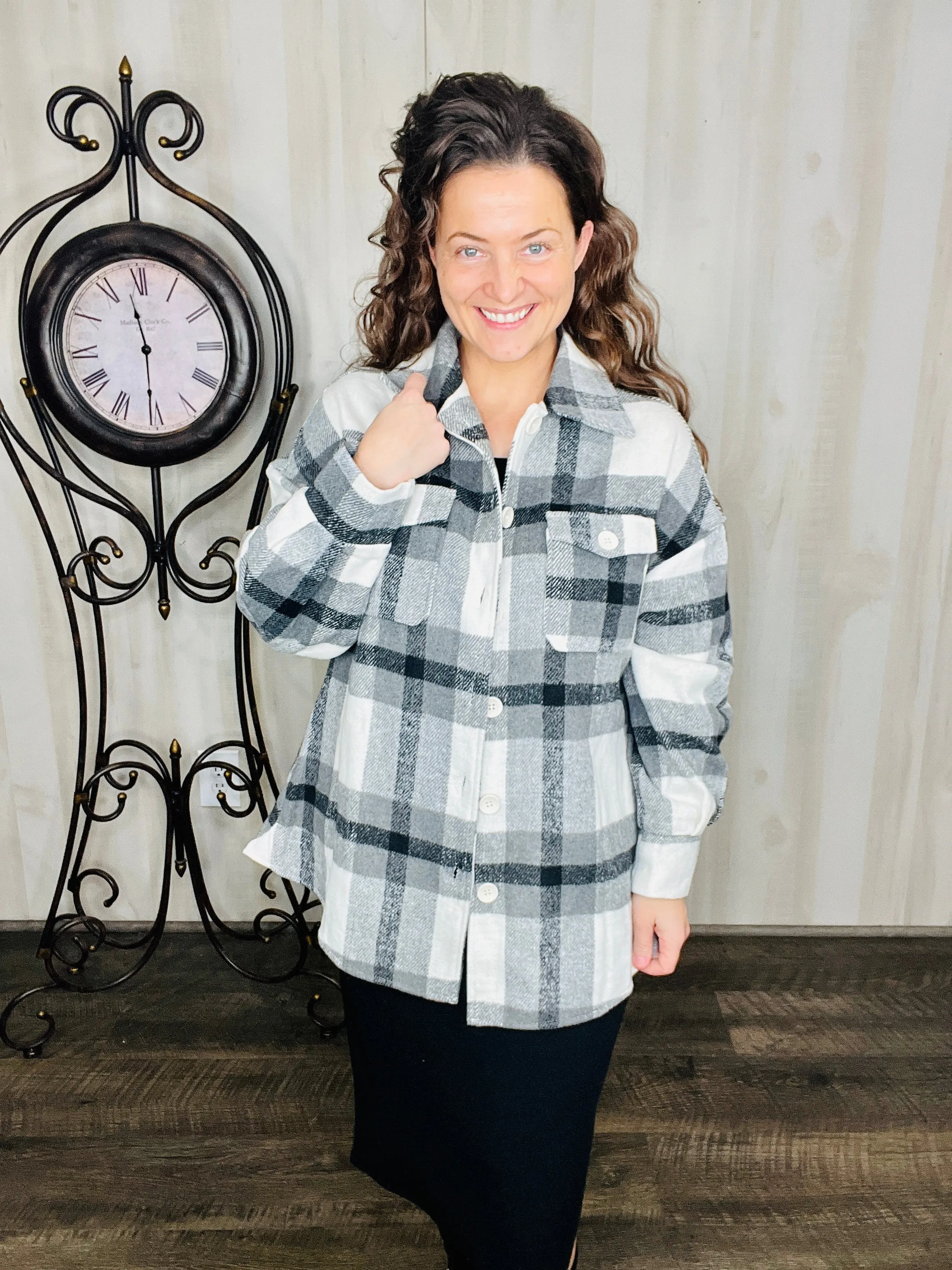 Button Down Plaid Shacket