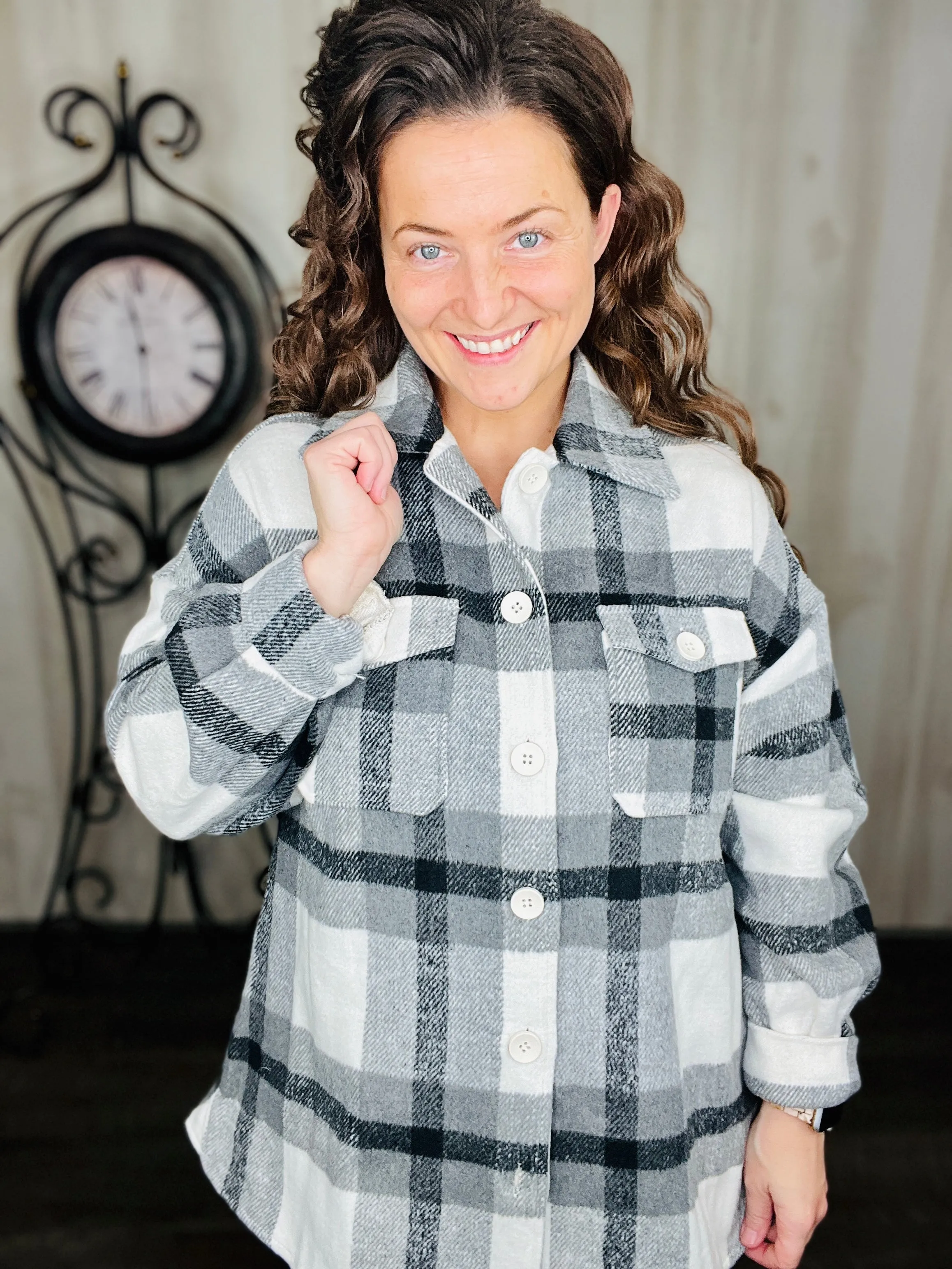 Button Down Plaid Shacket