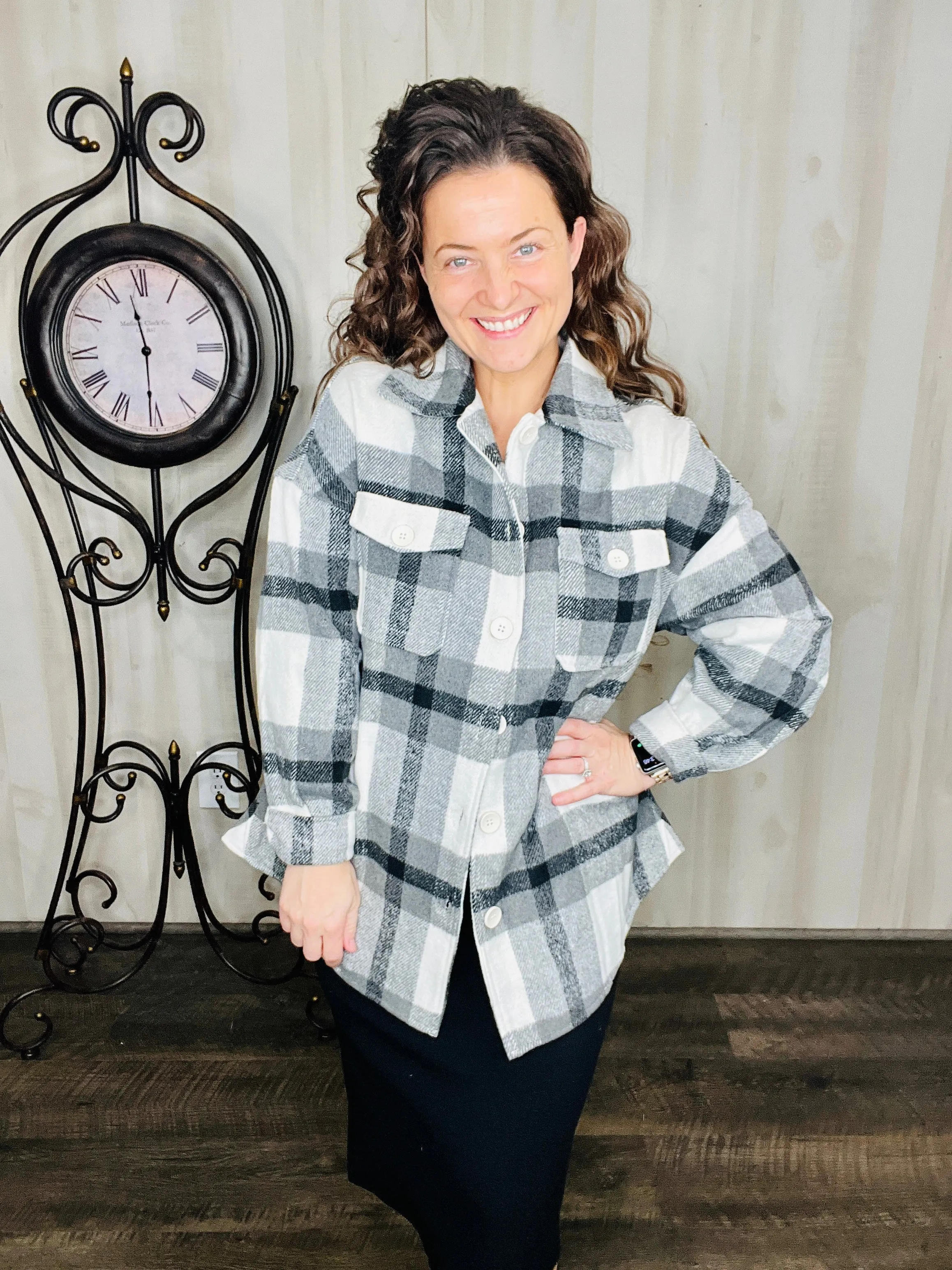 Button Down Plaid Shacket