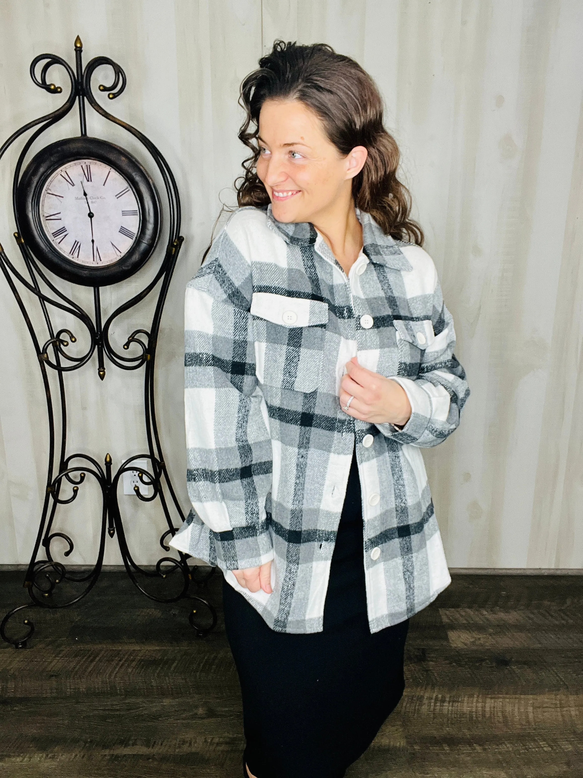 Button Down Plaid Shacket