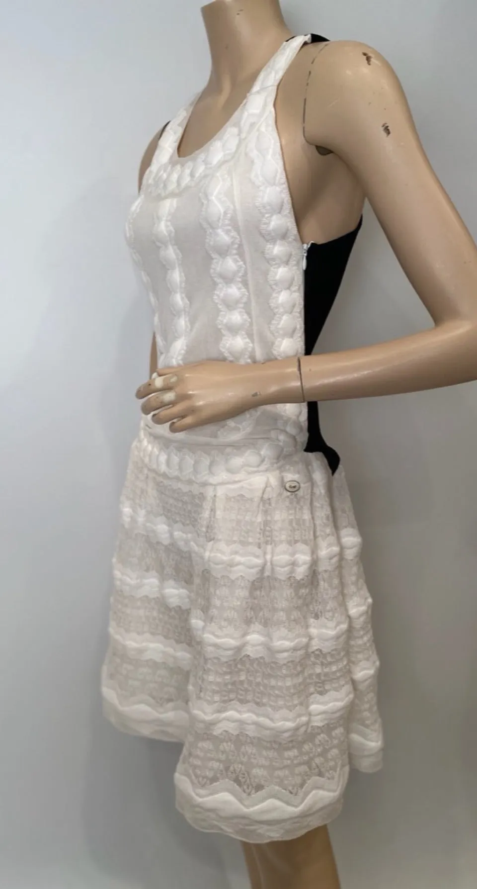 Chanel 2015 Spring Summer Delicate White and Black Dress FR 38 US 4/6