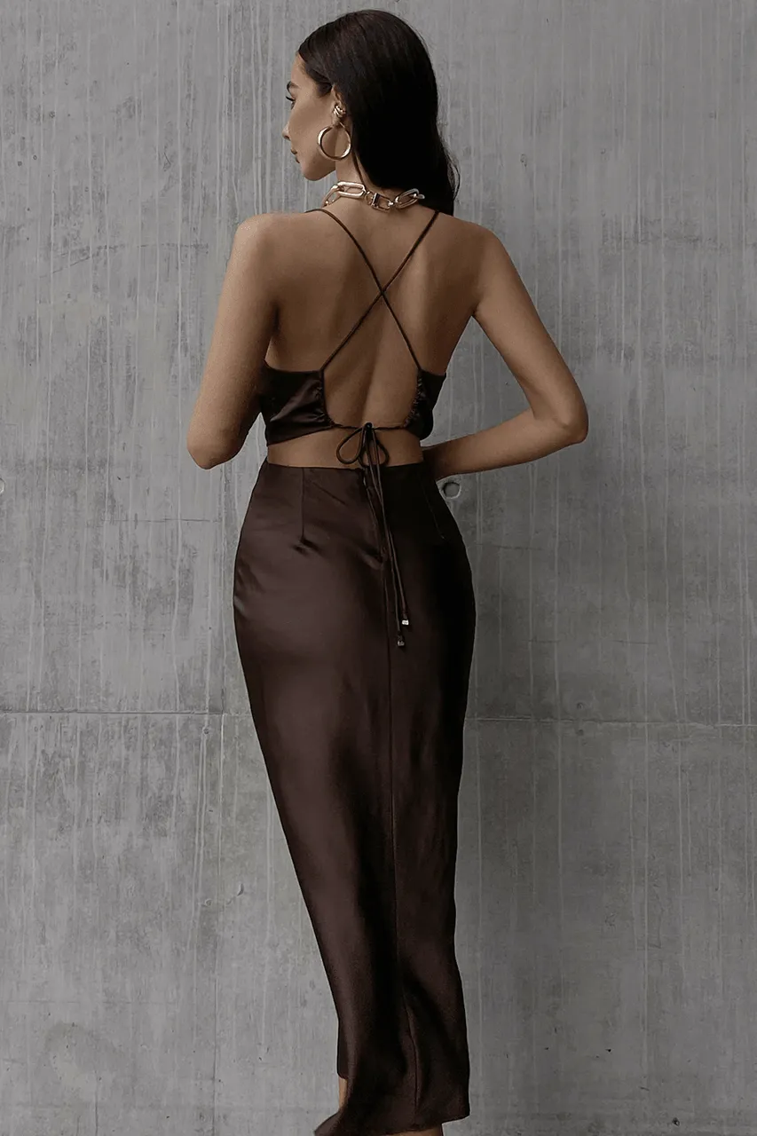 Charissa Slip Dress - Chocolate