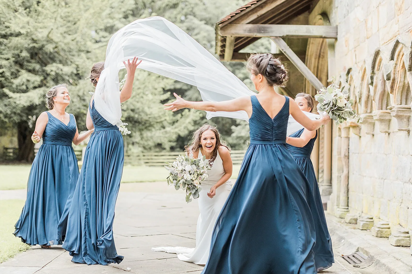 Charming V-neck Blue Chiffon A-line Long Cheap Bridesmaid Dresses, BDS0130