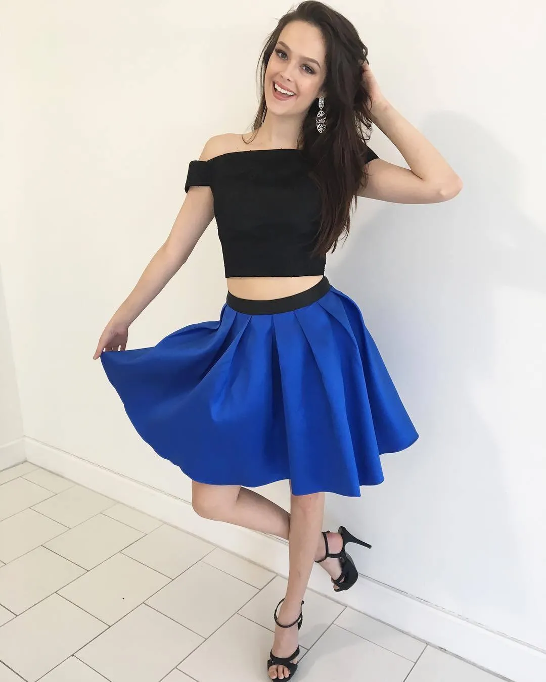 Cheap Short Simple Cute Two Piece Homecoming Dresses 2018, BDY0177