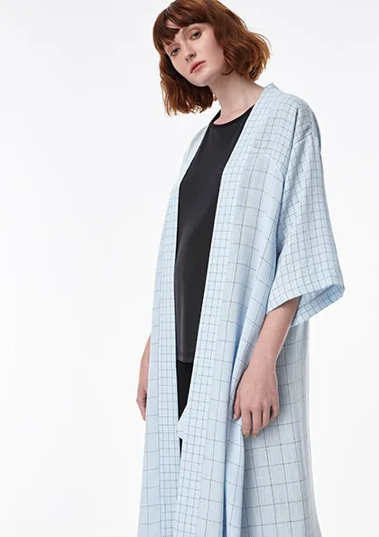 Checkered Cardigan With Sash Belt