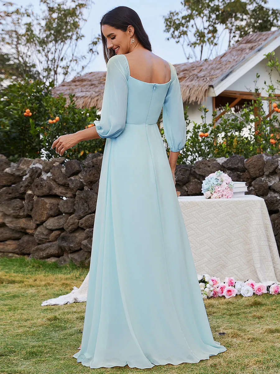 Chiffon Maxi Long One Shoulder Wholesale Evening Dresses With Lantern Sleeves