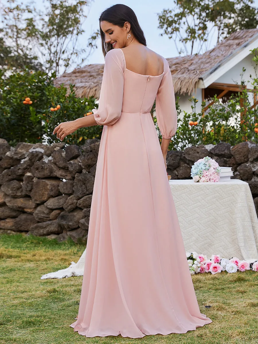 Chiffon Maxi Long One Shoulder Wholesale Evening Dresses With Lantern Sleeves