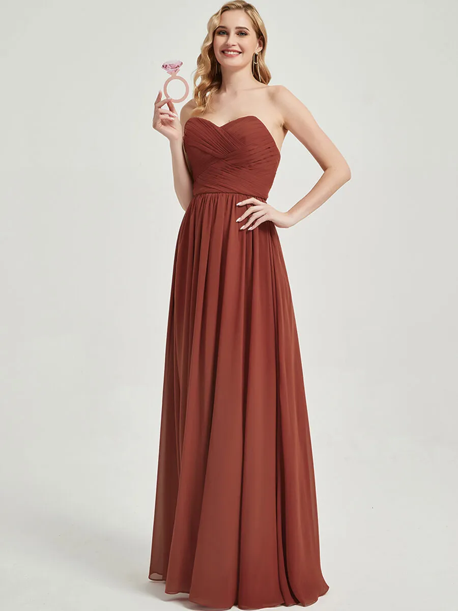 Cinnamon Rose Pleated Convertible Maxi Chiffon Bridesmaid Dress