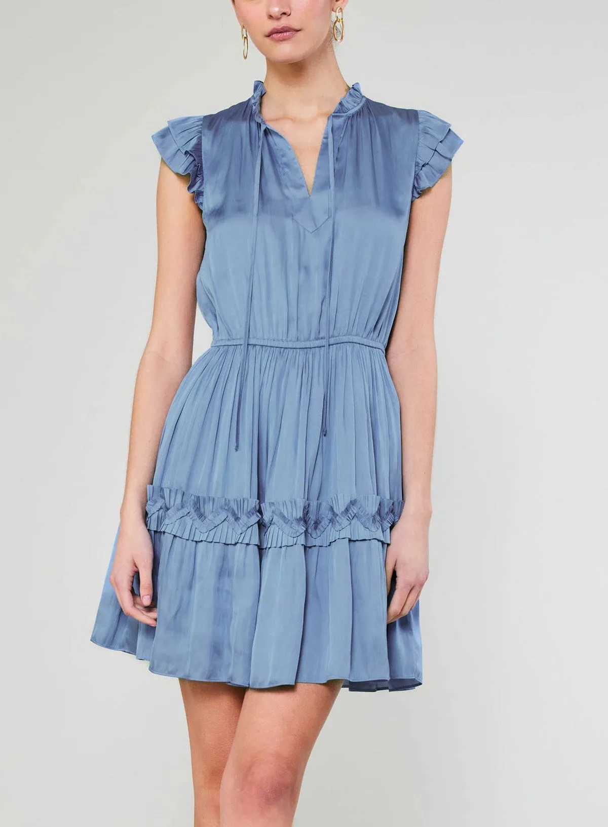 Current Air Flutter Sleeve Ruffle Mini Dress