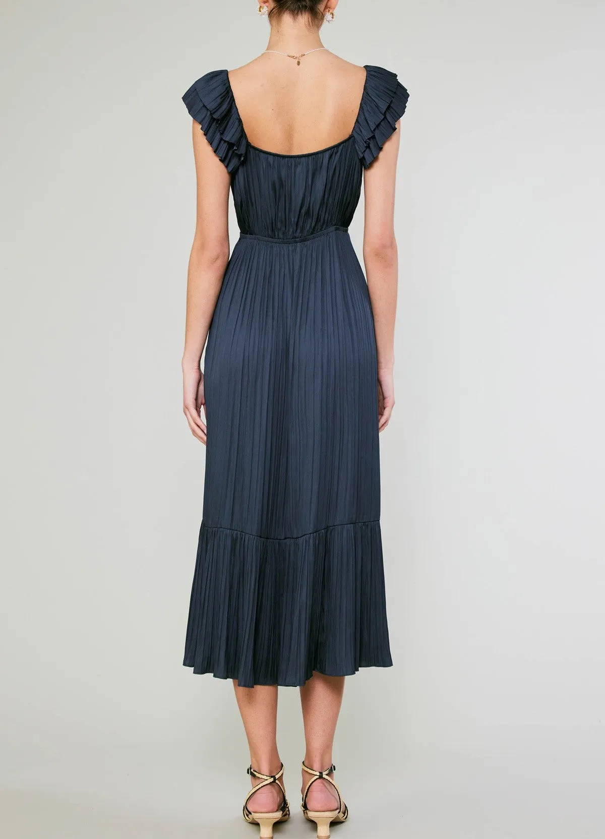 Current Air Pleated Square Neck Dress