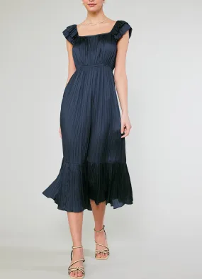 Current Air Pleated Square Neck Dress