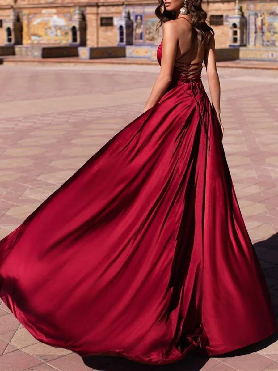 Deep V Slit Sling Maxi Dress