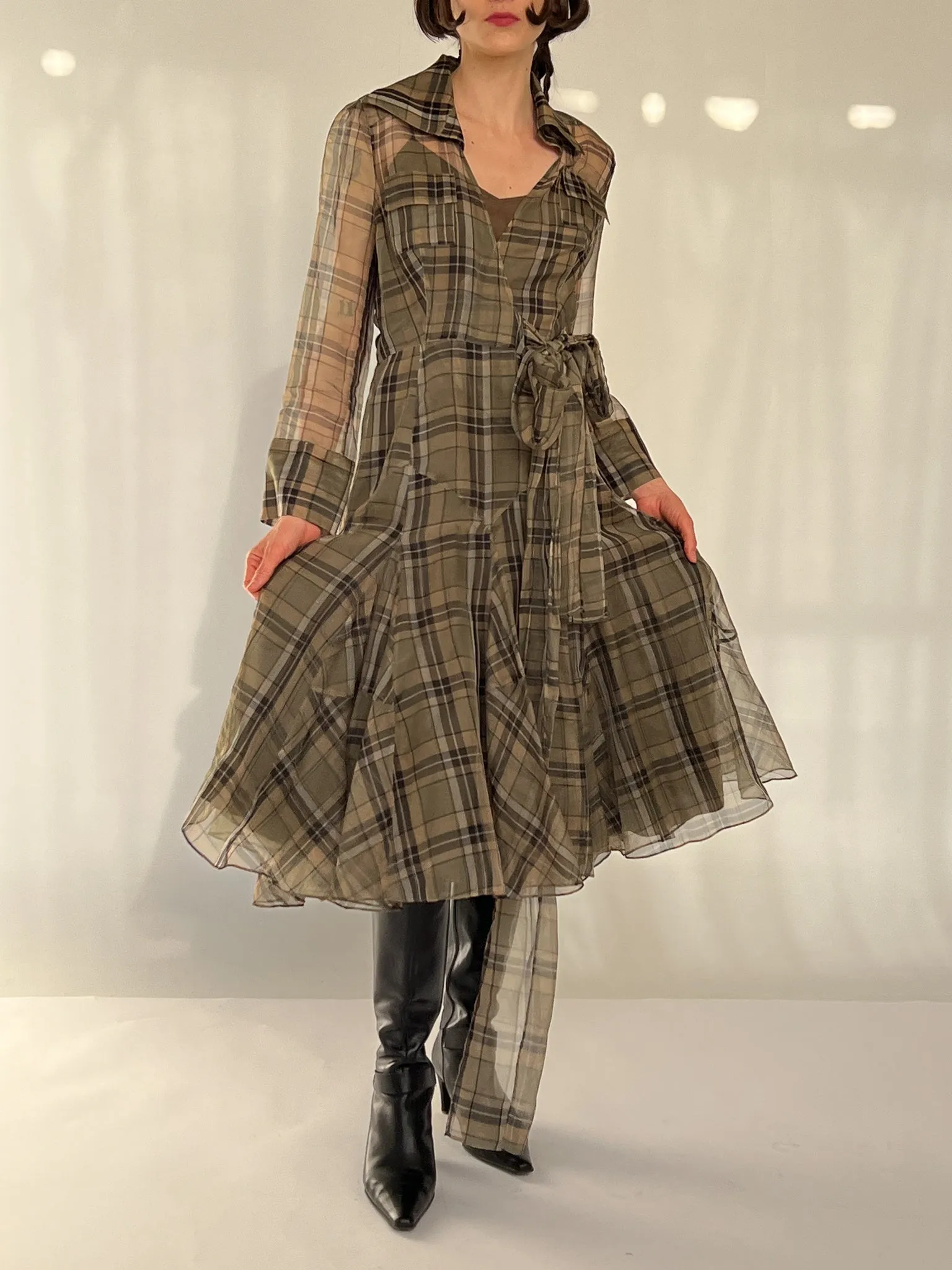 Diane von Furstenburg Silk Organza Plaid Dress (M)