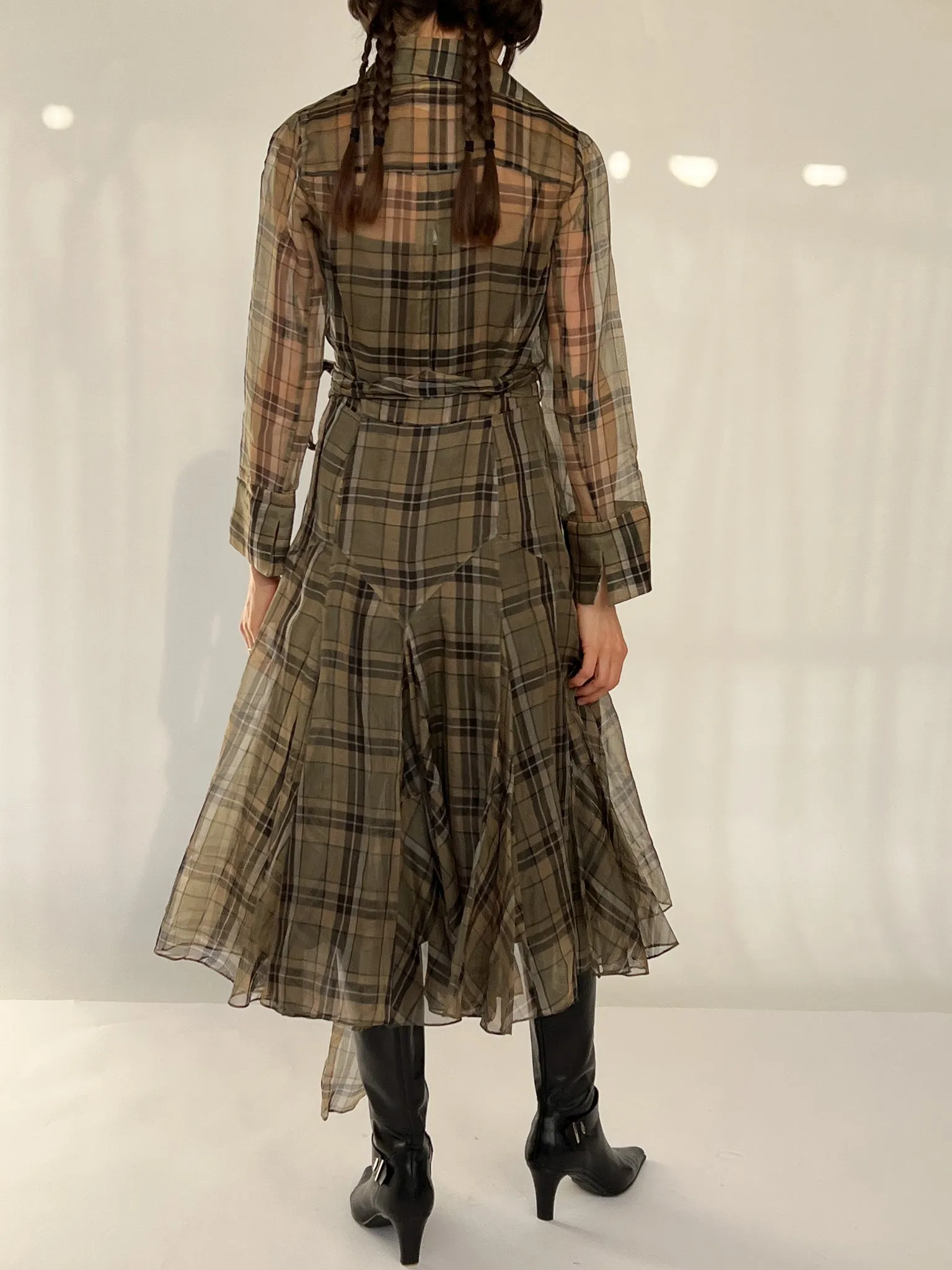 Diane von Furstenburg Silk Organza Plaid Dress (M)