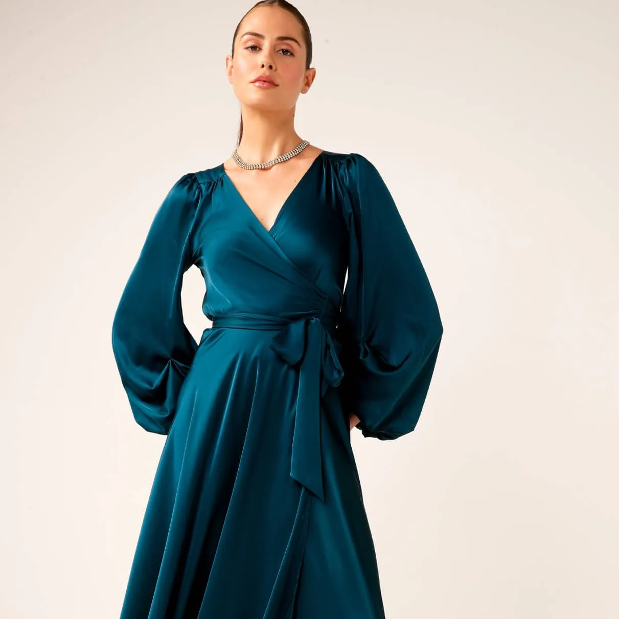 Dimmi Wrap Midi Dress - Peacock