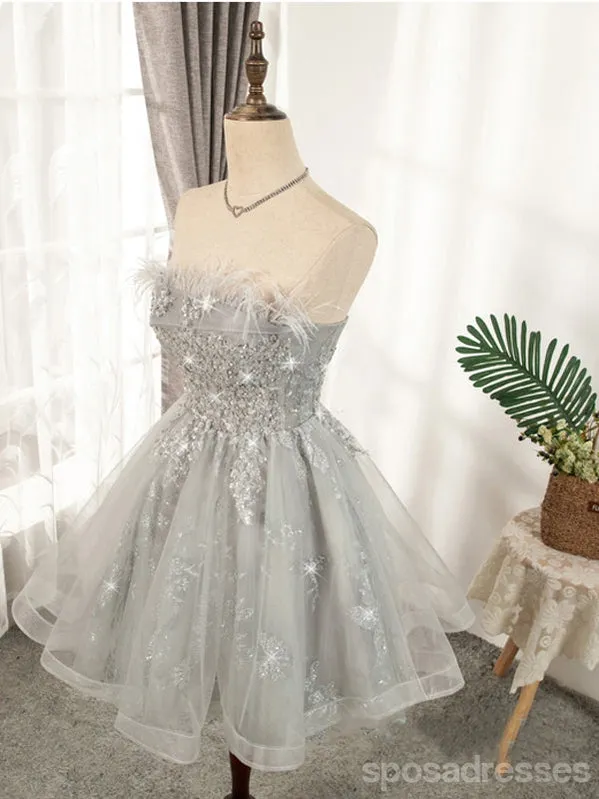 Elegant Grey Sweetheart Short Homecoming Dresses,Cheap Short Prom Dresses,CM891