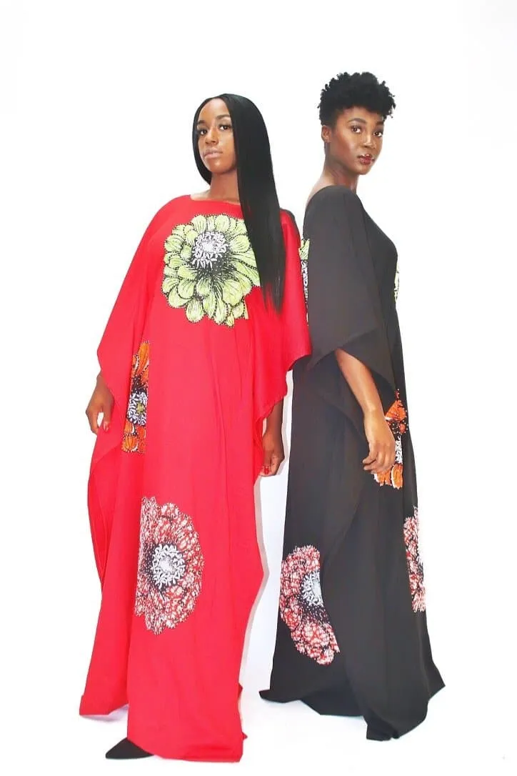 Embellished Ankara Inspired Bubu - Red (One Size