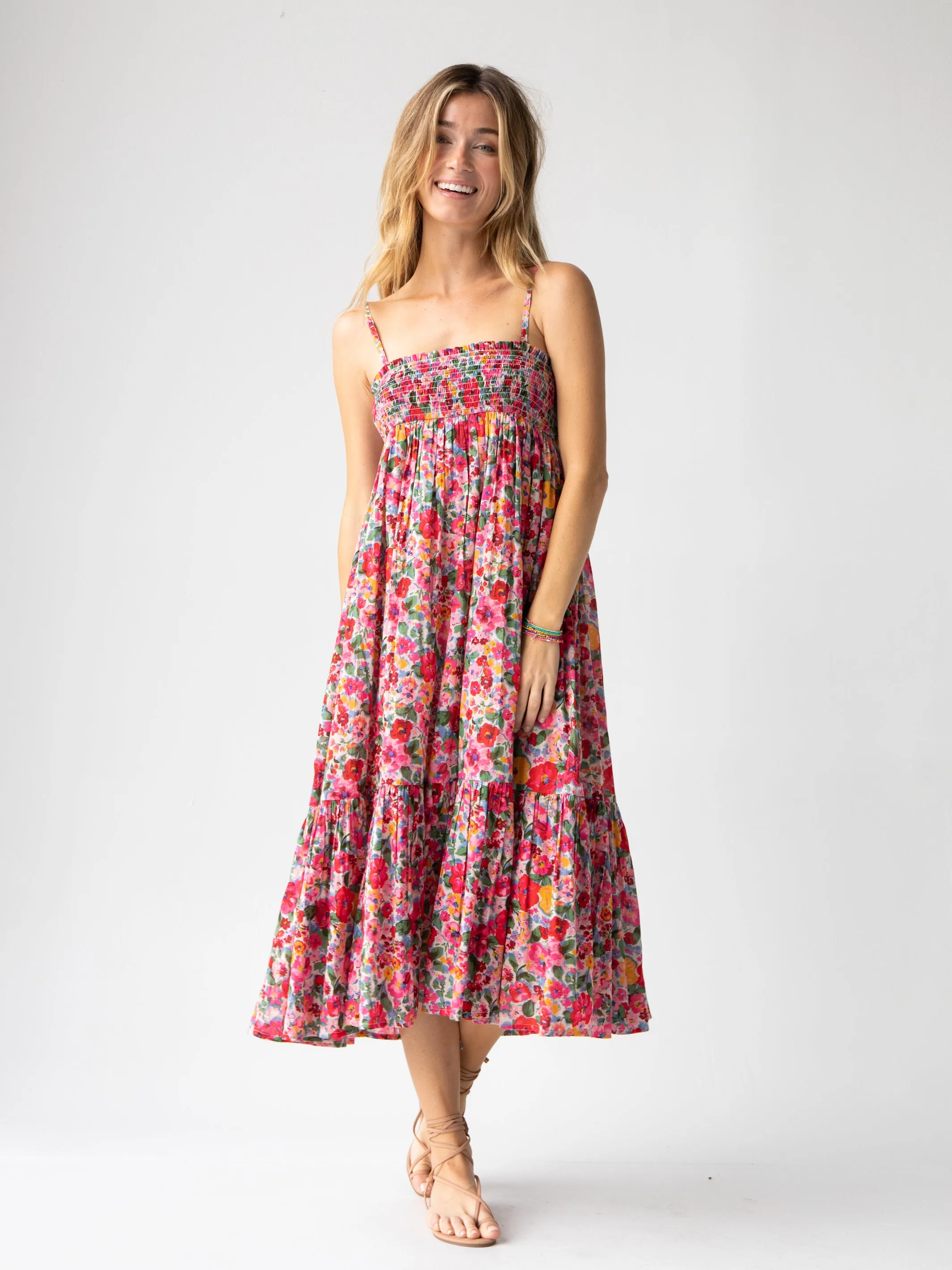 Flora Cotton Convertible Maxi Skirt - Bright Pink Floral