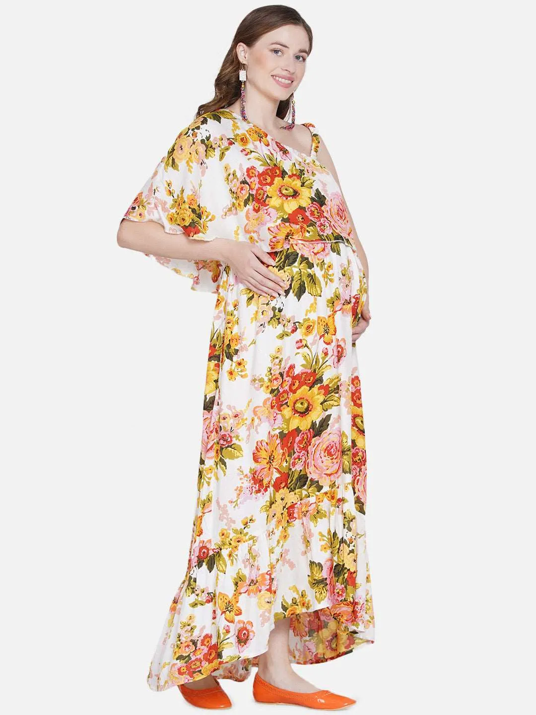 Floral Maternity and Nursing Maxi Dress