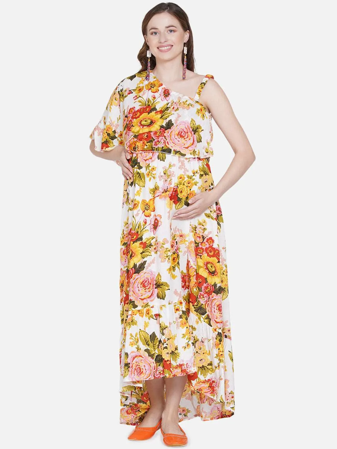 Floral Maternity and Nursing Maxi Dress