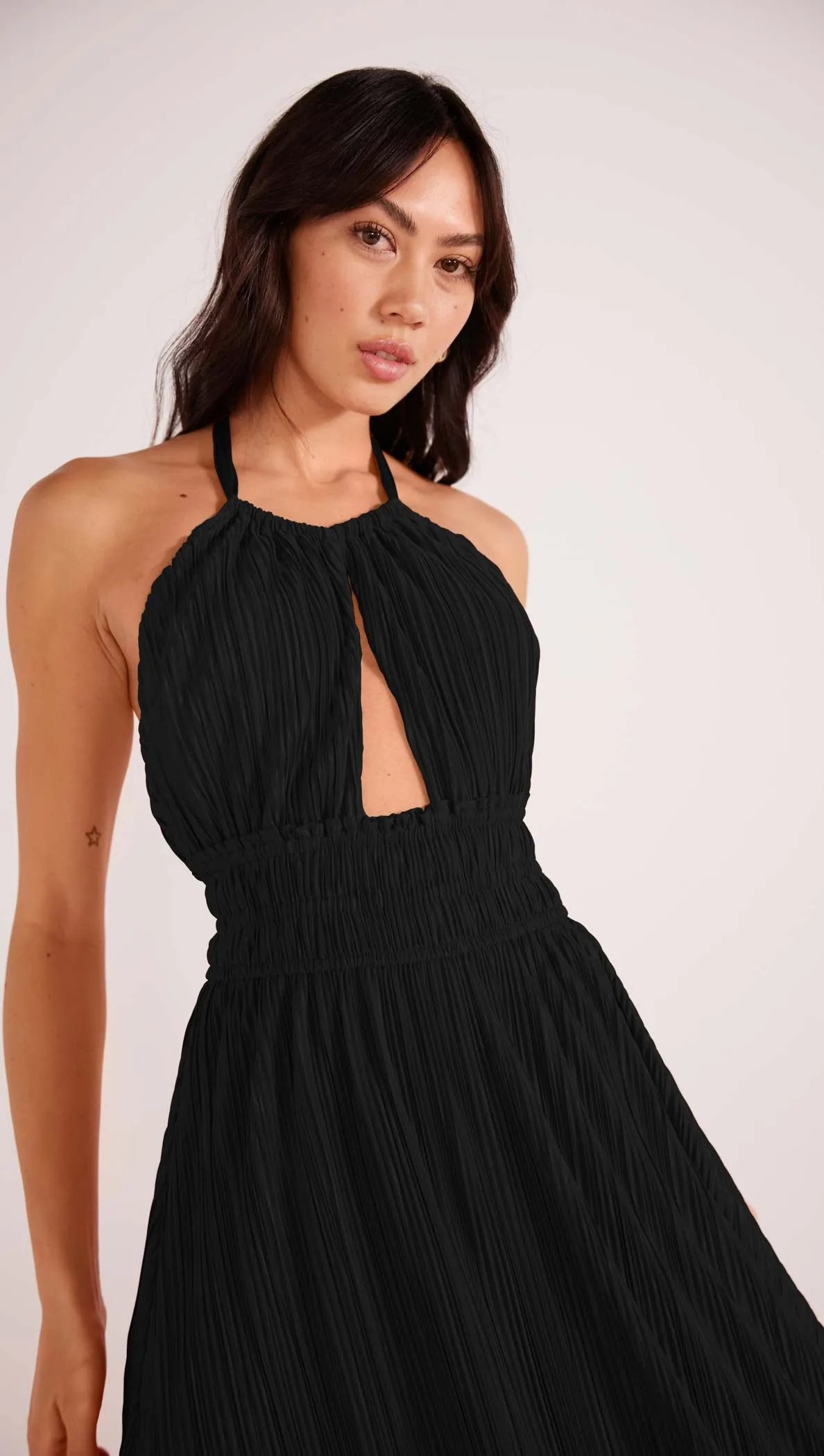 Gwen Plisse Halter Midi Dress