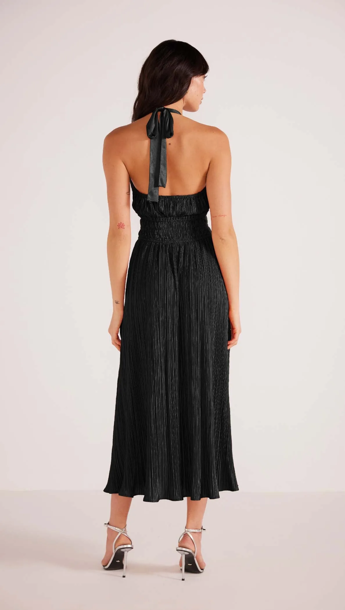 Gwen Plisse Halter Midi Dress