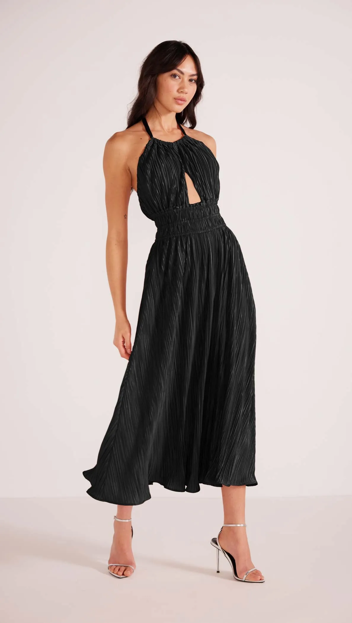 Gwen Plisse Halter Midi Dress